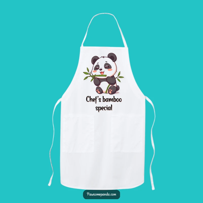 Funny Cute Panda Bamboo Munching Apron, Hilarious Kitchen Gift