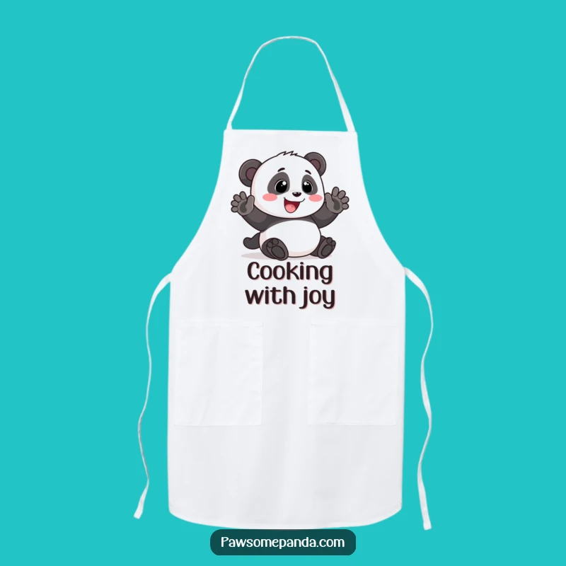 Funny Panda Waving Apron: Cook Up Smiles with Friendly Kitchen Flair