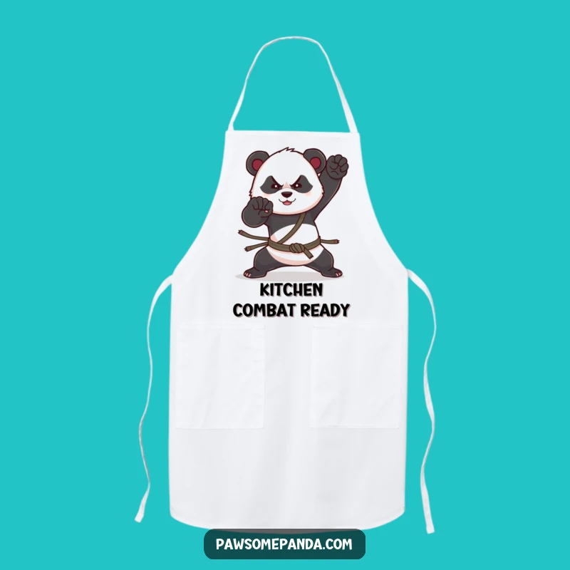 Funny Panda Black Belt Apron - Kitchen Martial Arts Wear, Perfect Funny Gift!