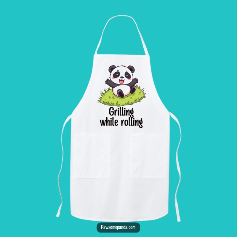 Funny Rolling Panda Apron: Hilarious Kitchen Wear for Playful Cooks