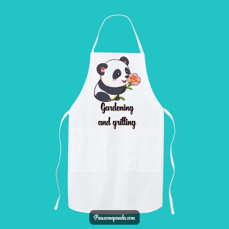 Funny Panda Flower Apron: Curious Chef Panda, Hilarious Kitchen Humorous Gift