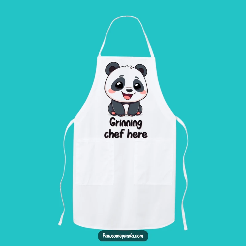 Funny Panda Apron: Goofy Grin Chef's Accessory, Hilarious Kitchen Fun Gift