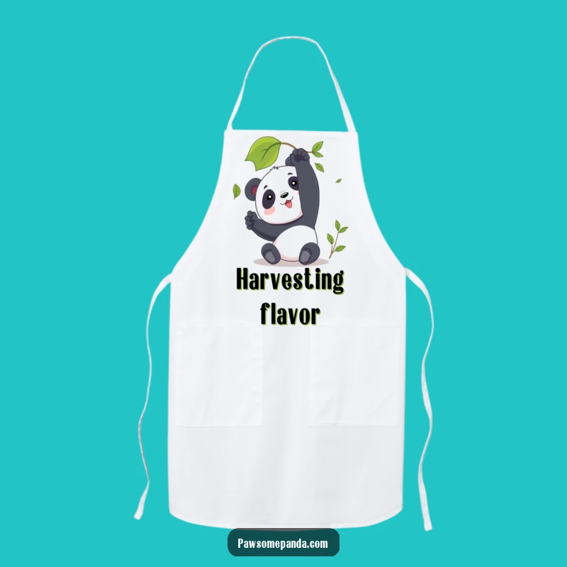 Funny Panda Apron: Panda Reaching for Leaf, Kitchen Serenity, Humorous Chef Gift