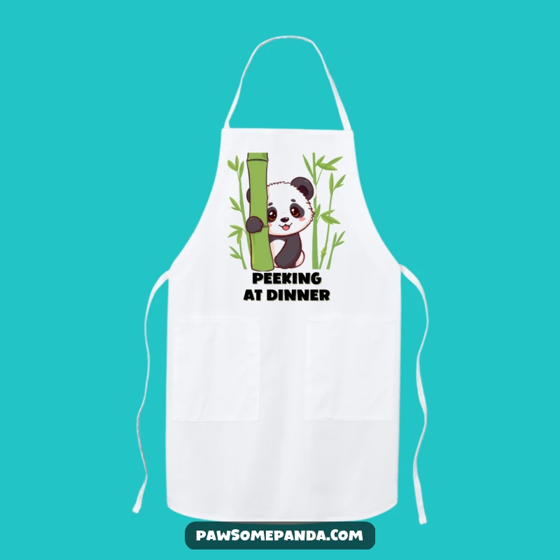Funny Kawaii Panda Cub Peek Apron: Kitchen Panda Art, Charming Funny Gift Accessory