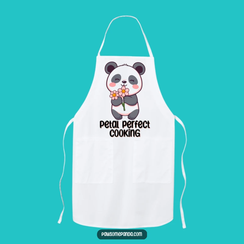 Funny Panda Flower Kitchen Apron: Cook with Floral Cheer