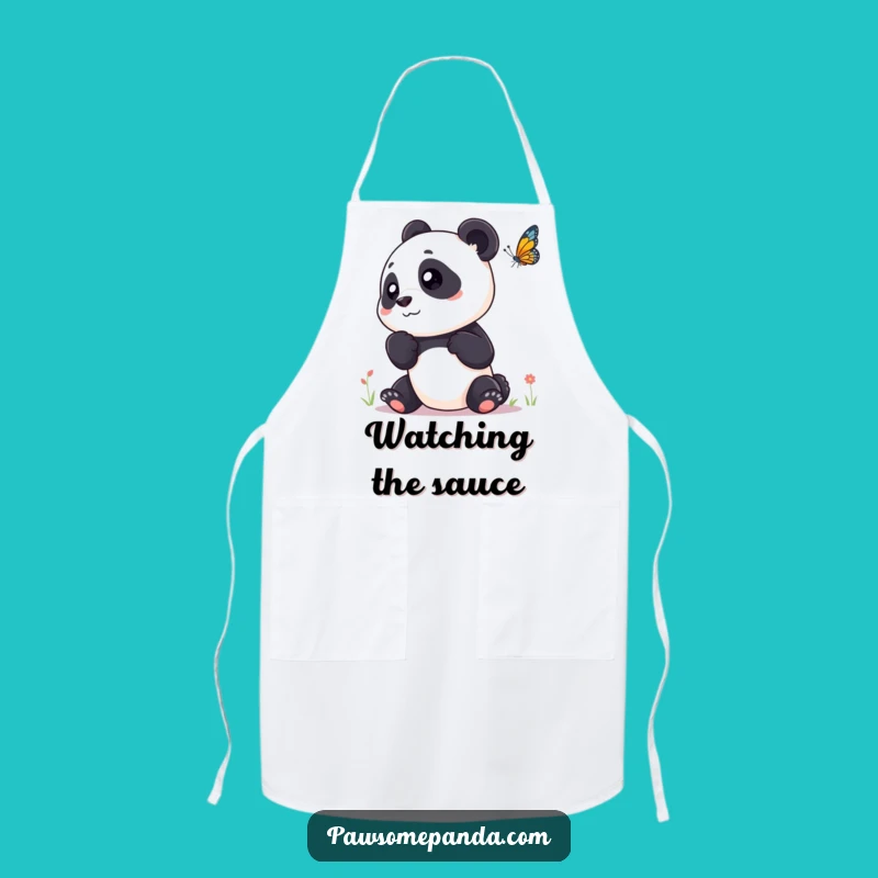 Funny Panda Butterfly Apron: Curious Chef Kitchen Gift