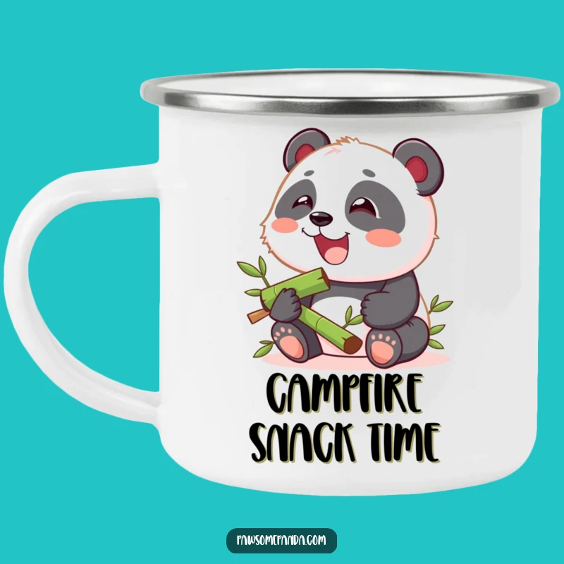 Funny Kawaii Panda Munching Camping Mug: Outdoor Panda Art, Durable Funny Gift