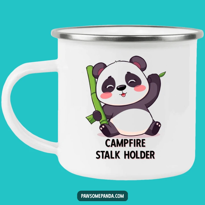 Funny Kawaii Panda Balancing Bamboo Camping Mug - Outdoor Panda Cup