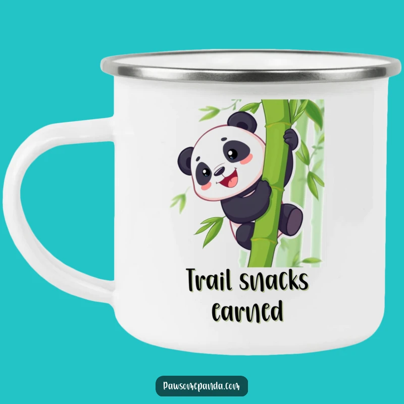 Funny Panda Bamboo Climb Camping Mug: Grinning Climber's Hilarious Outdoor Gear