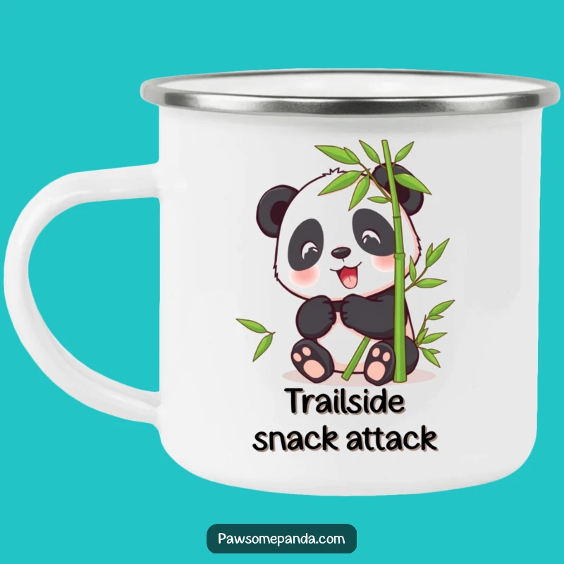 Funny Panda Bamboo Munching Camping Mug: Happy Character for Outdoor Fun Gift