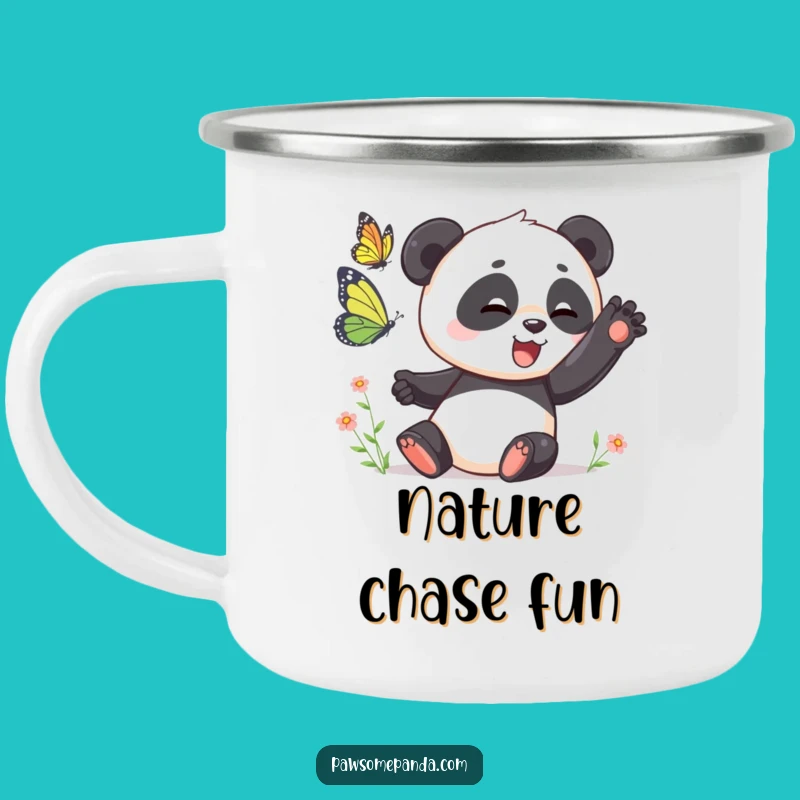 Funny Panda Butterfly Camping Mug: Playful Sips and Nature's Charm on the Go