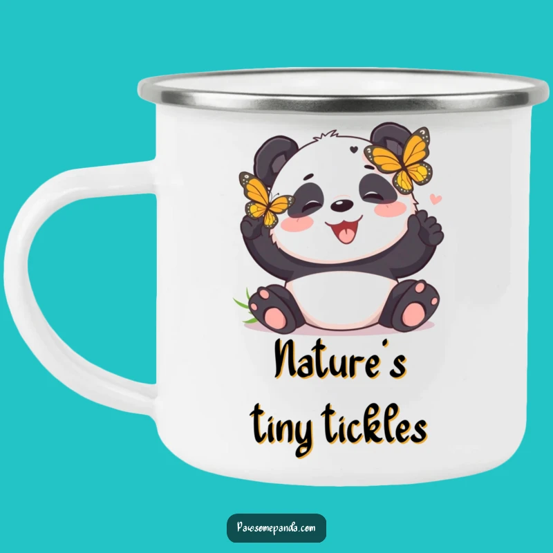 Funny Panda Butterfly Tickle Camping Mug - Adventure-Ready Hilarious Drinkware