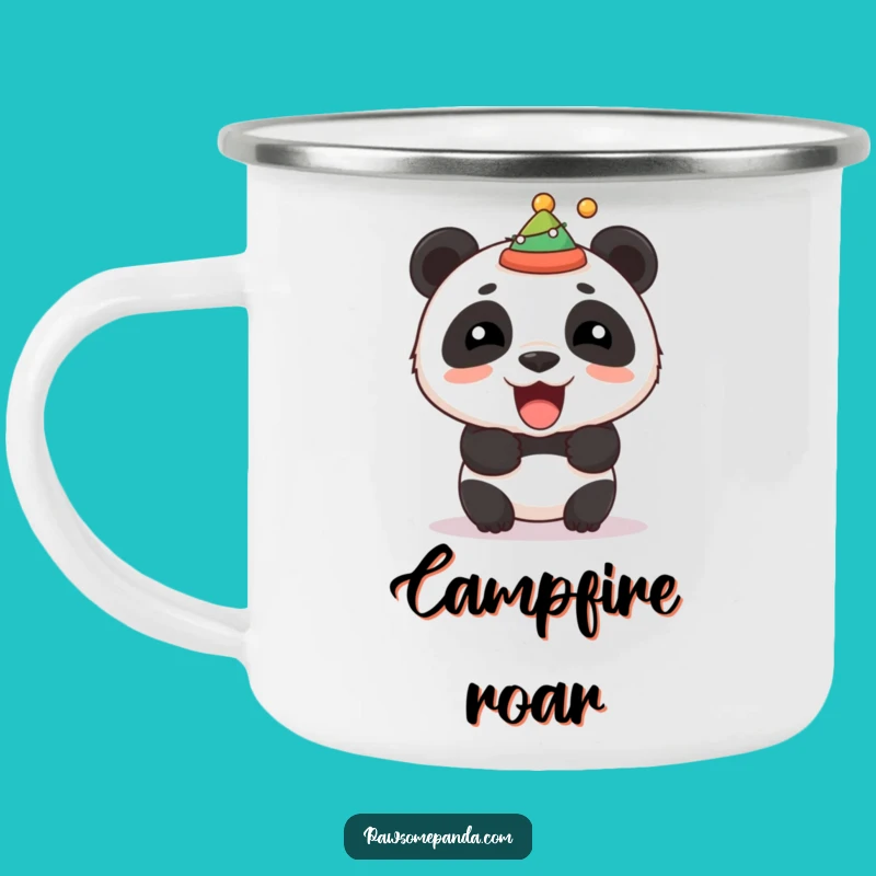 Funny Panda Roar Hat Camping Mug - Durable & Festive Drinkware