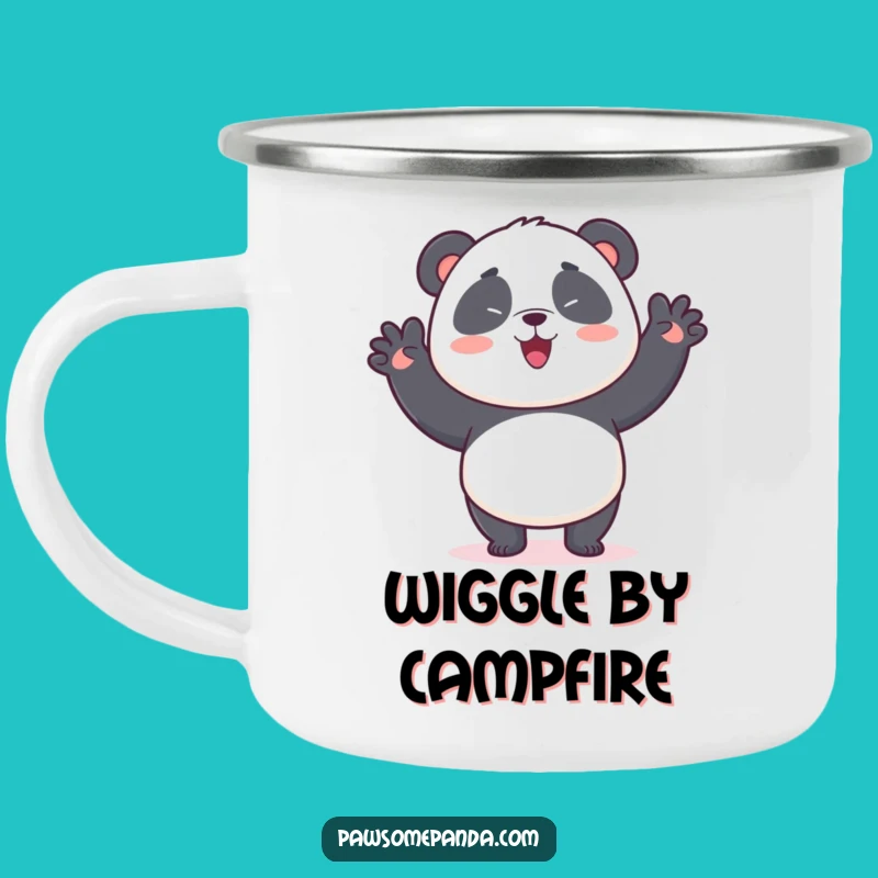 Funny Kawaii Panda Wiggle Dance Camping Mug: Outdoor Panda Art, Rugged Funny Gift