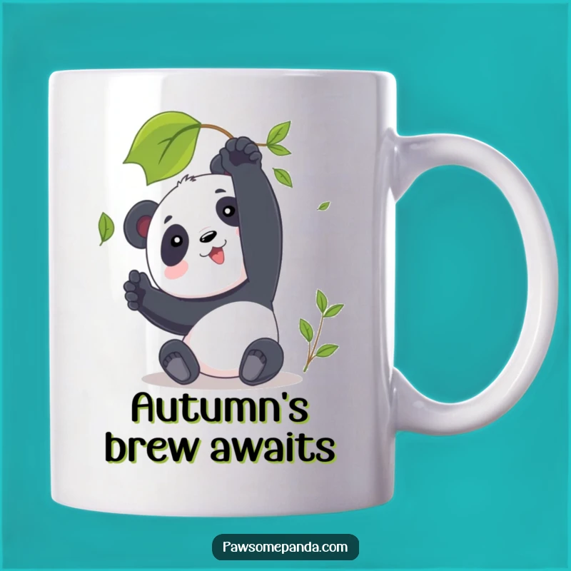 Funny Panda Leaf Mug: Gentle Panda Reaching, Autumn Humor, Perfect Funny Gift