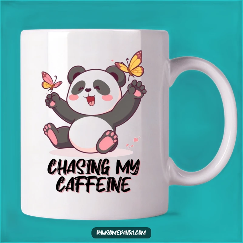 Funny Panda Butterfly Chase Mug: Playful Animal Lover's Funny Gift