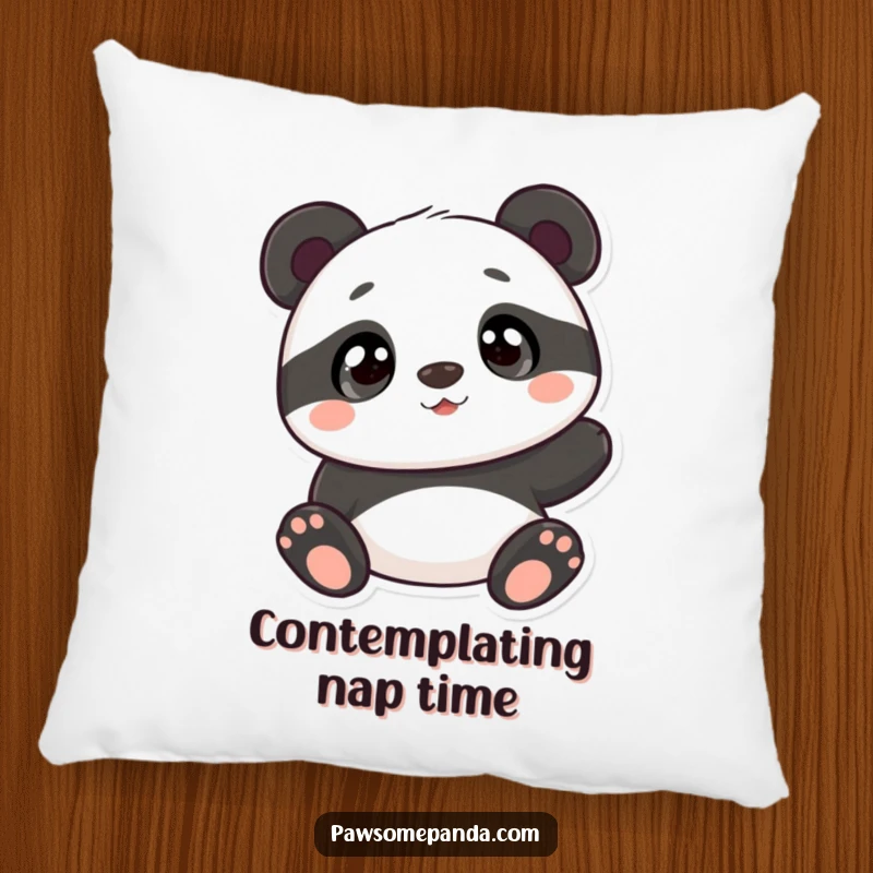 Funny panda pillow featuring a curious panda character, designed for comfort and adding a touch of heartwarming animal decor.