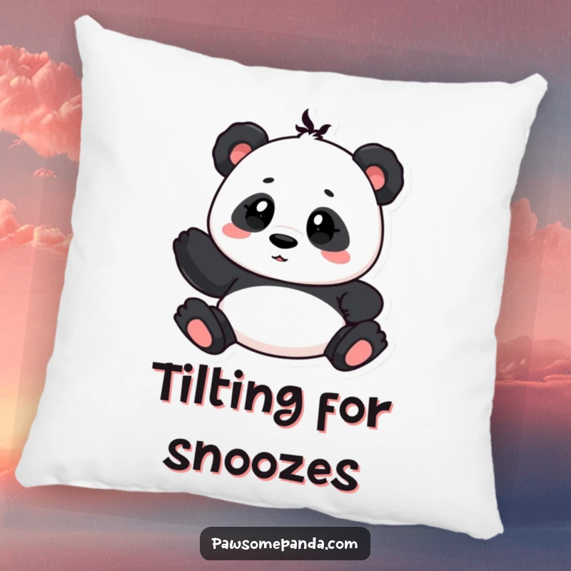 Funny pillow featuring a cute panda character with a curious head tilt, offering comfort and a touch of endearing inquiry.