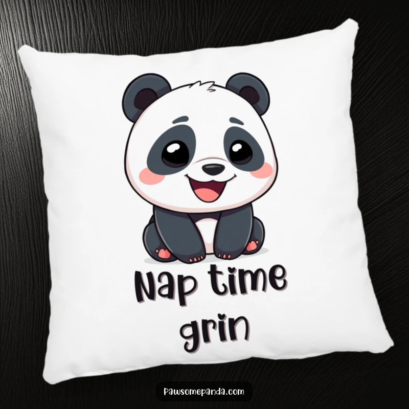 Funny Panda Pillow with a character's wide, goofy grin, providing comfort and a humorous touch to any seating area.