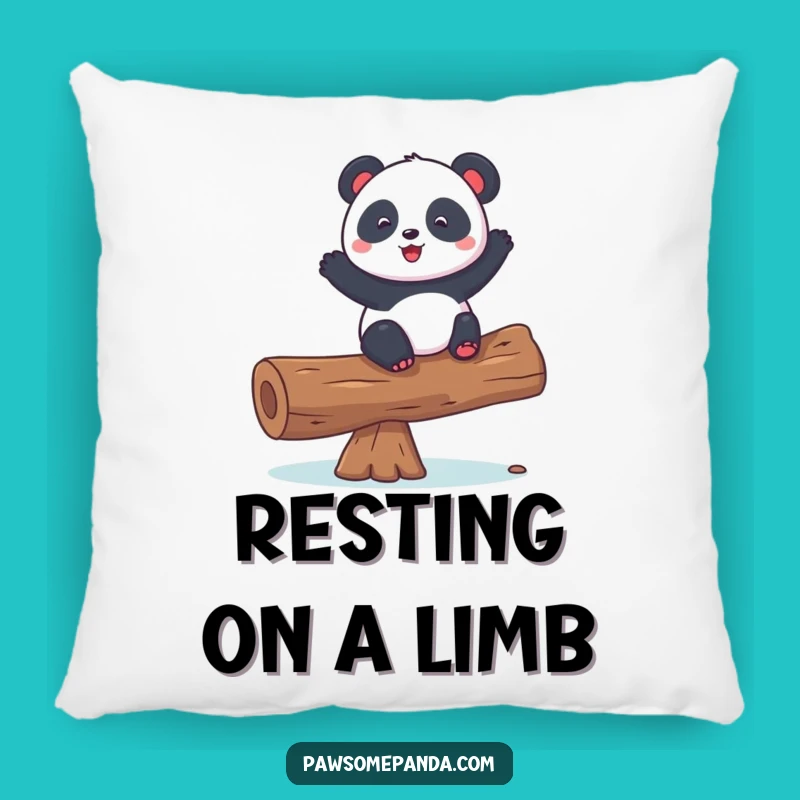 Funny Playful Panda Balancing Log Pillow - Comfy & Amusing Decor
