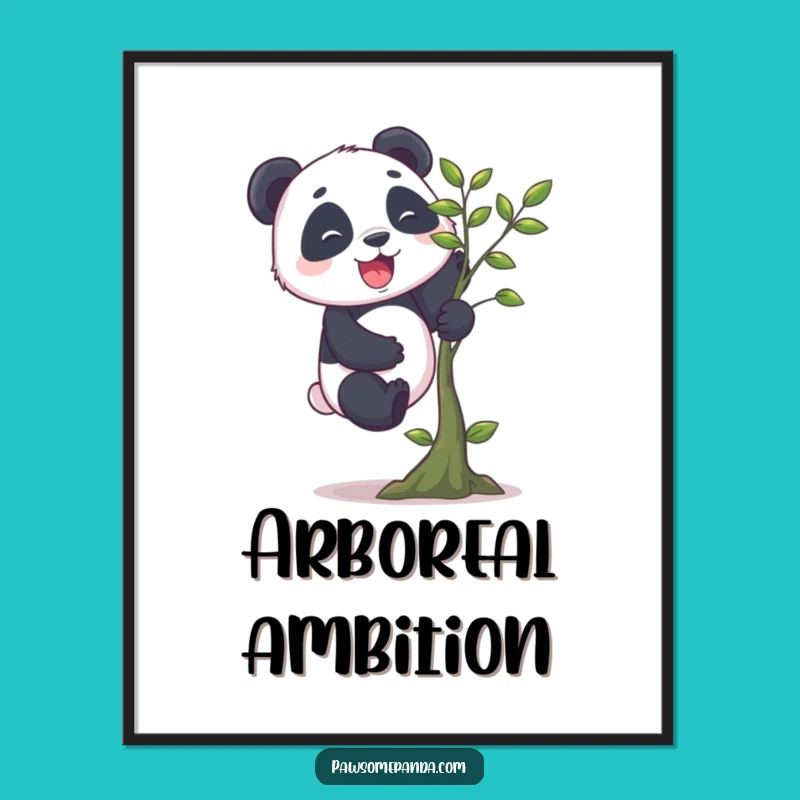 Funny Panda Climbing Digital Art: Instant Download for Cheerful Decor!