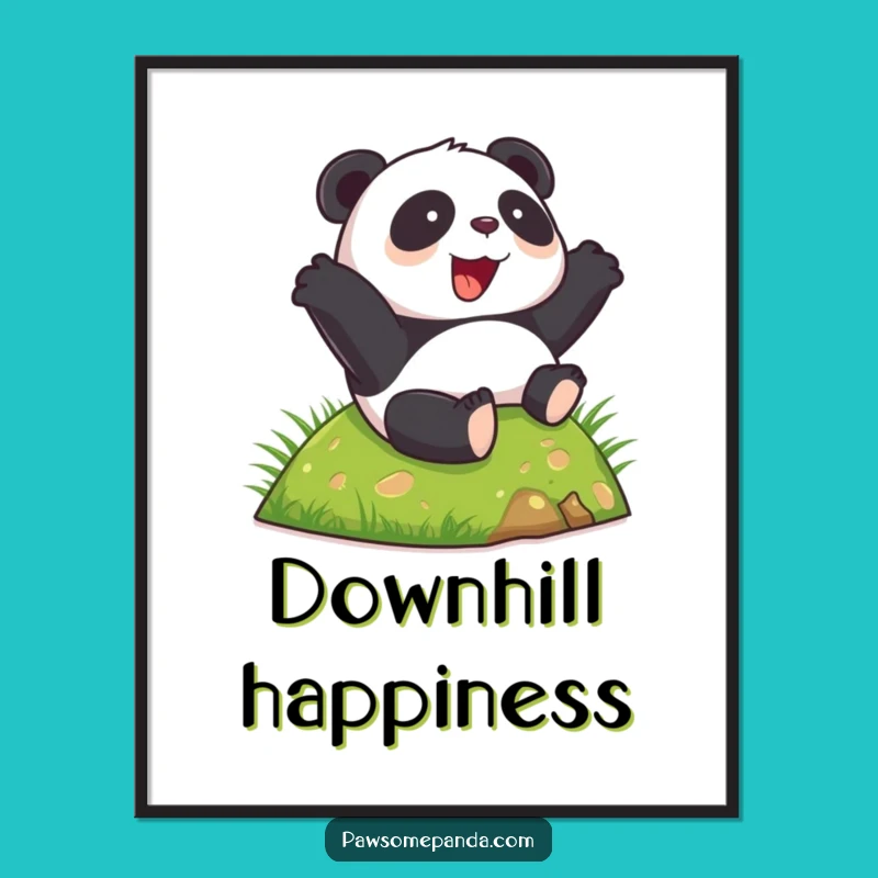 Funny Happy Panda Rolling Digital Art Print - Instant Joy for Your Walls