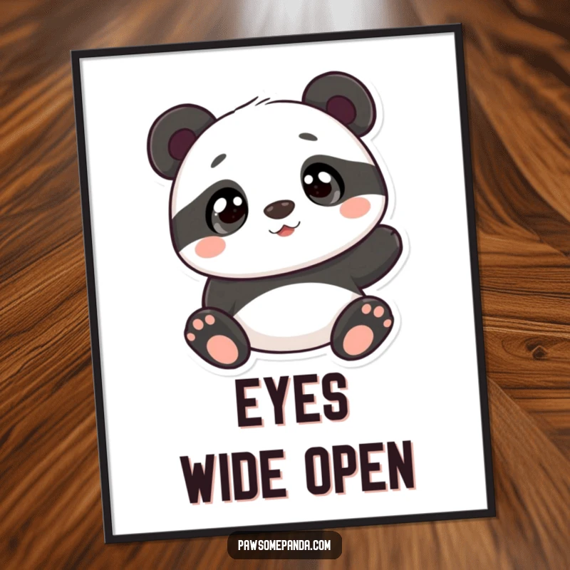 Funny panda digital art print of a curious panda character, a heartwarming and downloadable piece for instant wall decor.