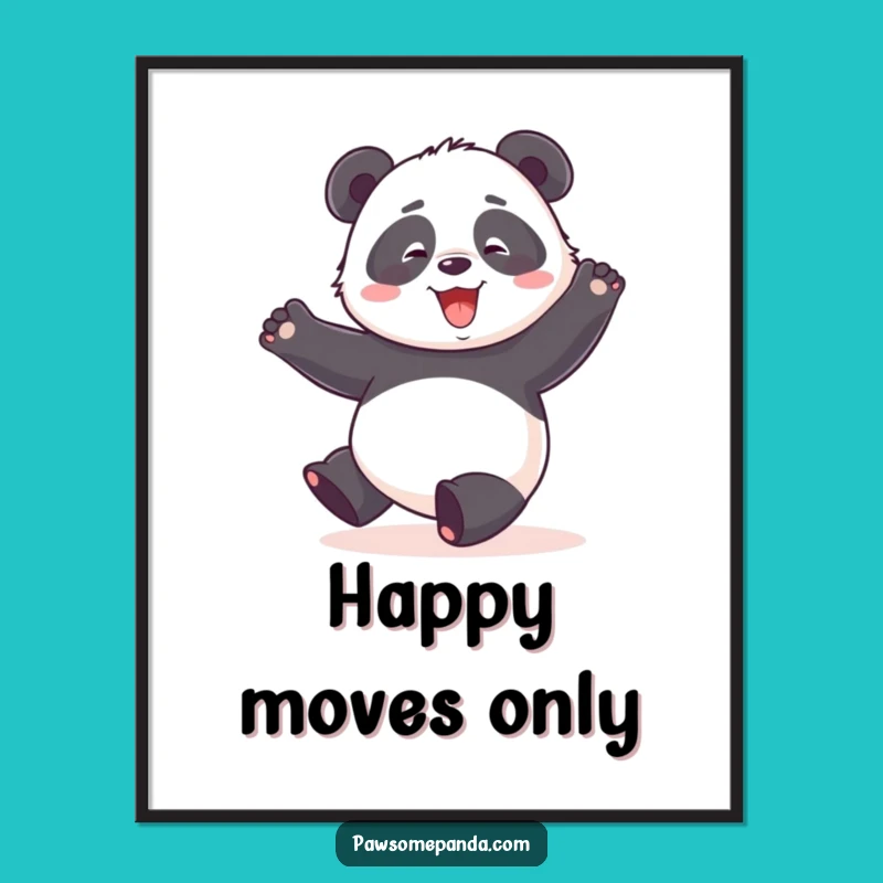 Funny Panda Dance Digital Art: Clumsy Celebration Print Gift