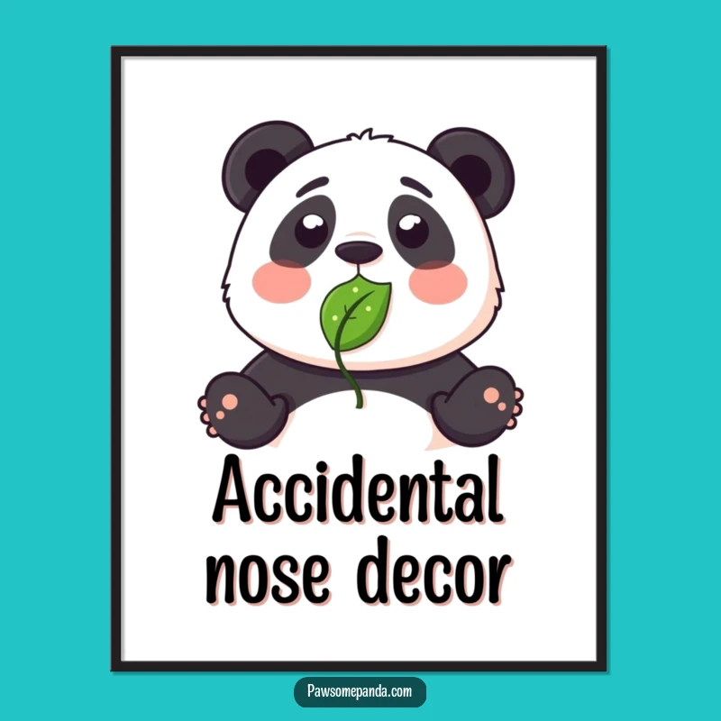Funny Panda Leaf Nose Digital Art - Instant Download Gift