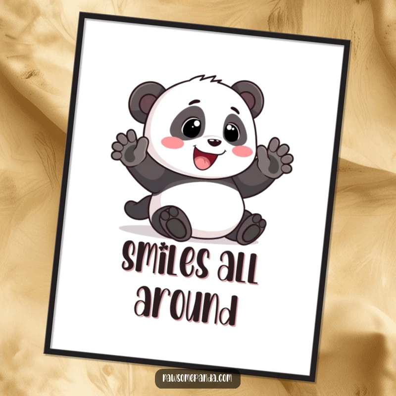 Funny Digital Art: A panda waving with a big, friendly smile, bringing instant cheer and humor, perfect for funny gifts.