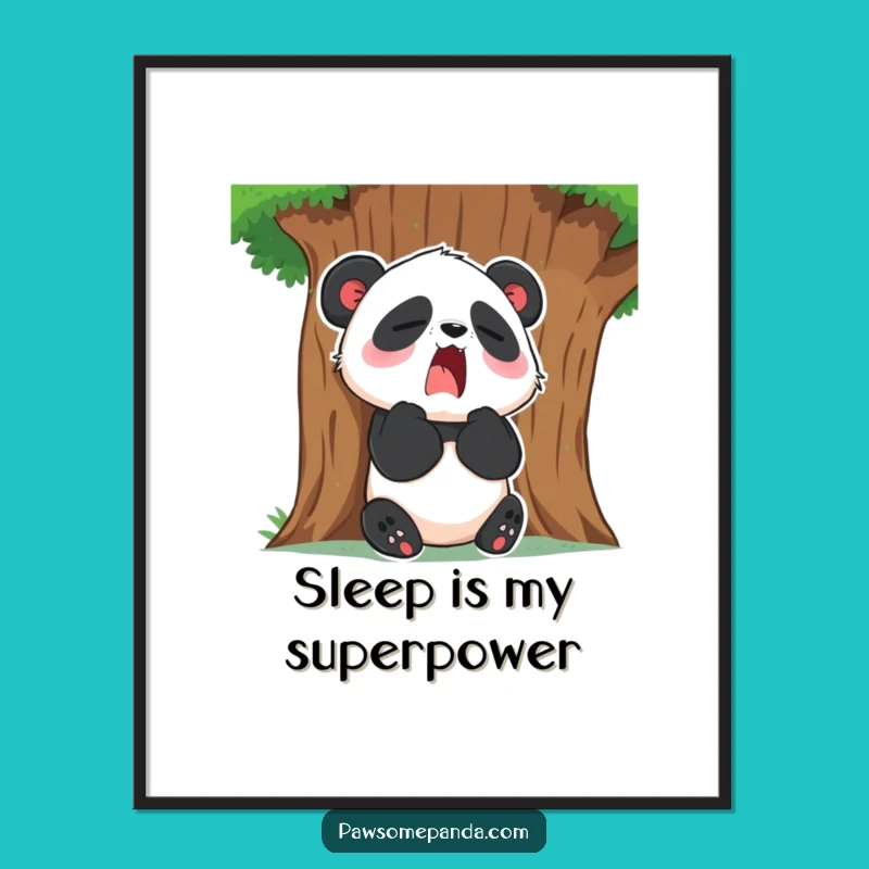 Funny Sleepy Panda Yawn Digital Print: Instant Calm, A Cool Funny Gift!