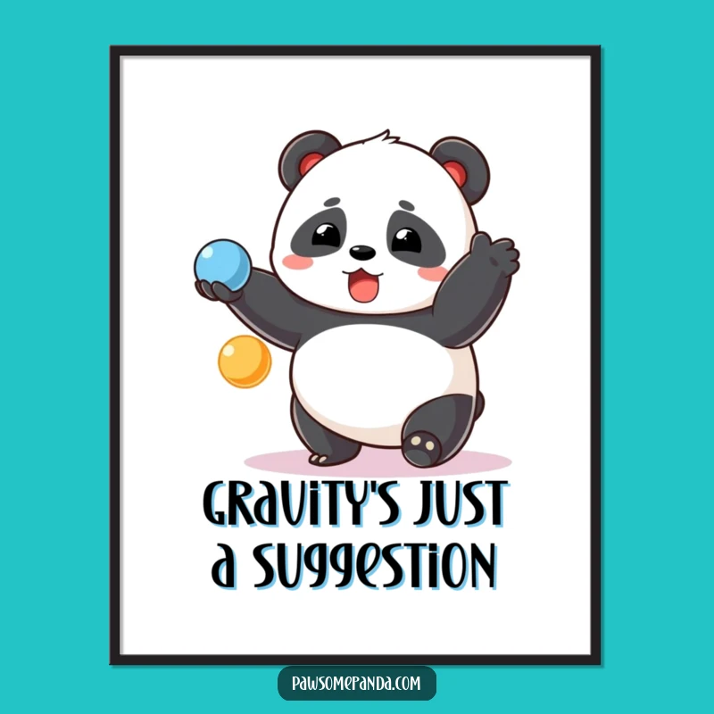 Funny Chubby Panda Juggling Digital Art Print - Instant Laughs for Your Walls