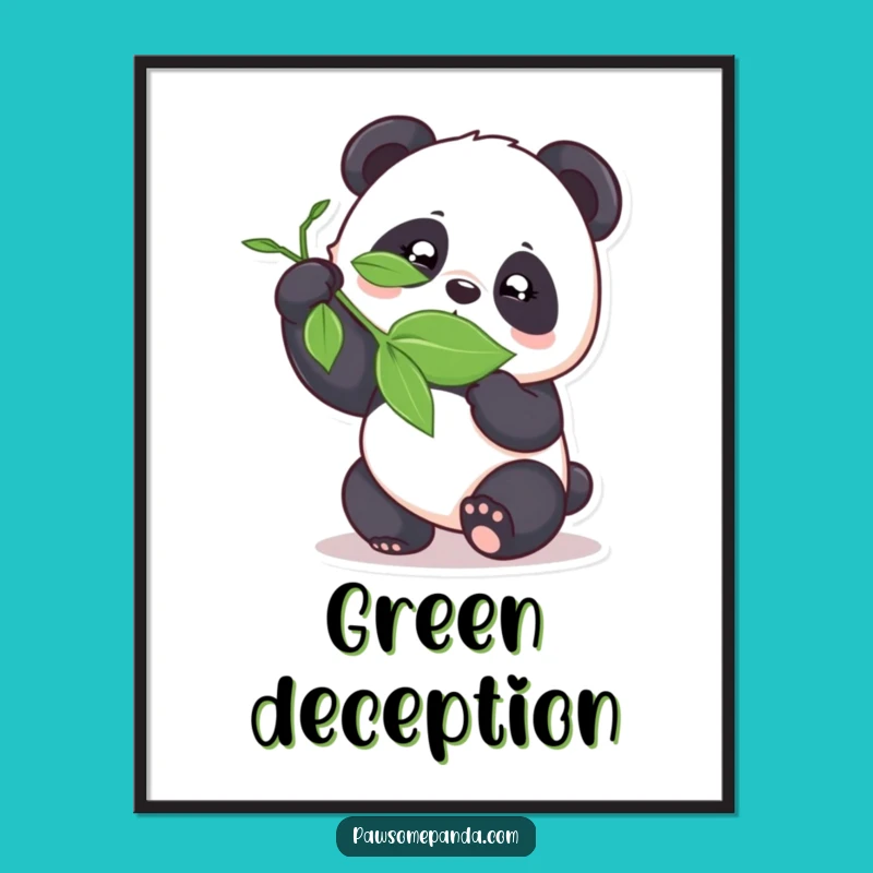 Funny Panda Bamboozling Leaf Digital Art - Instant Cheeky Download!