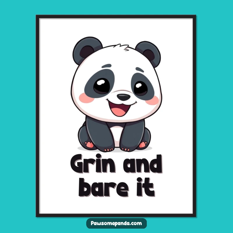 Funny Panda Digital Art: Goofy Grin Character Print, Instant Hilarious Decor, Gift Idea