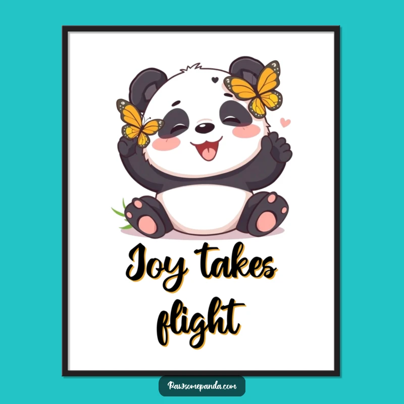 Funny Panda Butterfly Tickle Digital Art - Instant Hilarious Decor for Joyful Spaces
