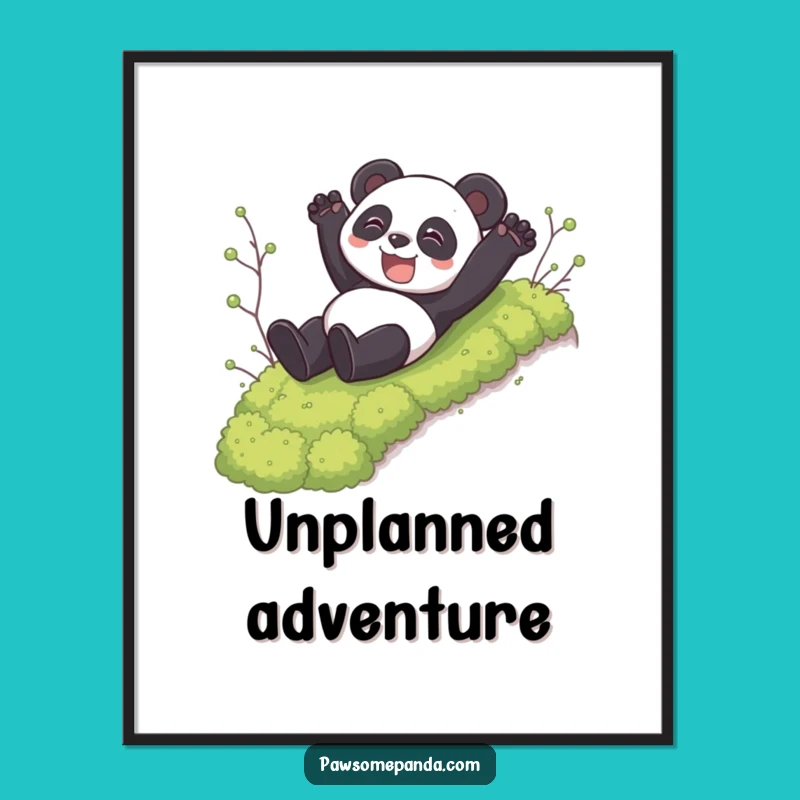 Funny Panda Slide Digital Art: Instant Joy Decor, Hilarious Panda Gift