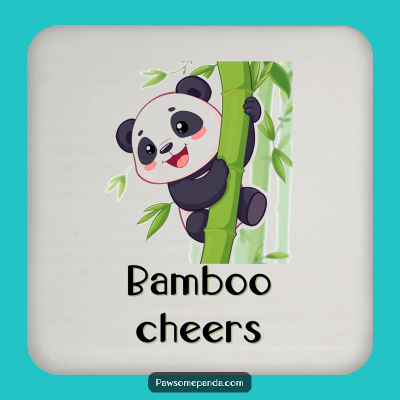 Funny Panda Bamboo Climb Coaster: Grinning Climber's Hilarious Surface Protector