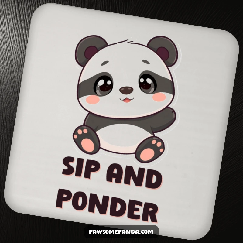 Funny panda drink coasters featuring a curious panda character, adding adorable charm and protection to any tabletop.