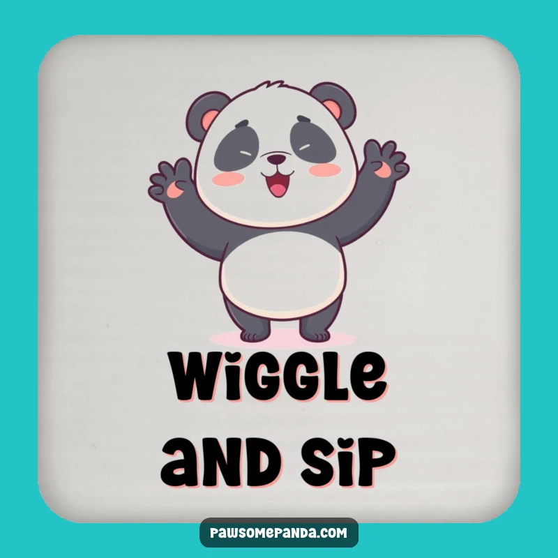 Funny Kawaii Panda Wiggle Dance Coaster: Cute Panda Art, Tiny Funny Gift for Tables