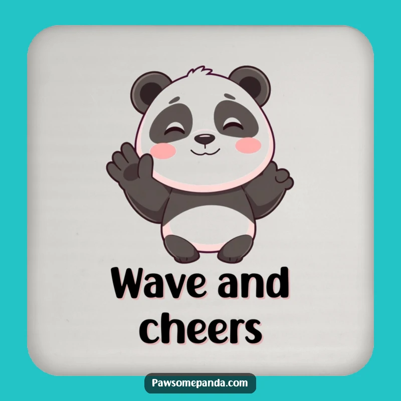 Funny Smiling Panda Happy Wave Drink Coaster, Humorous Table Protector