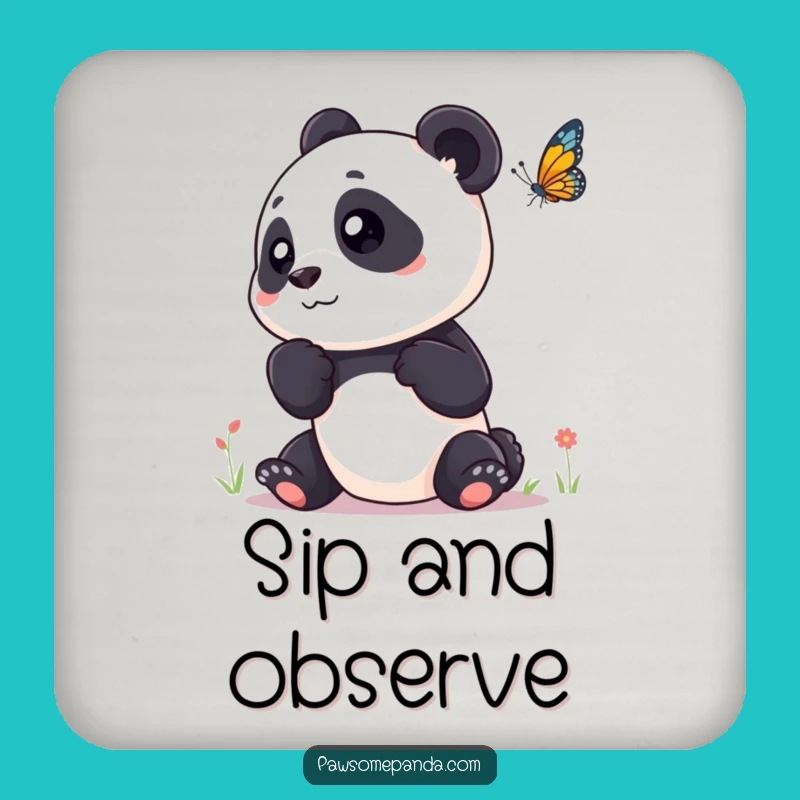 Funny Panda Butterfly Coaster: Curious Nature Drink Protection Gift