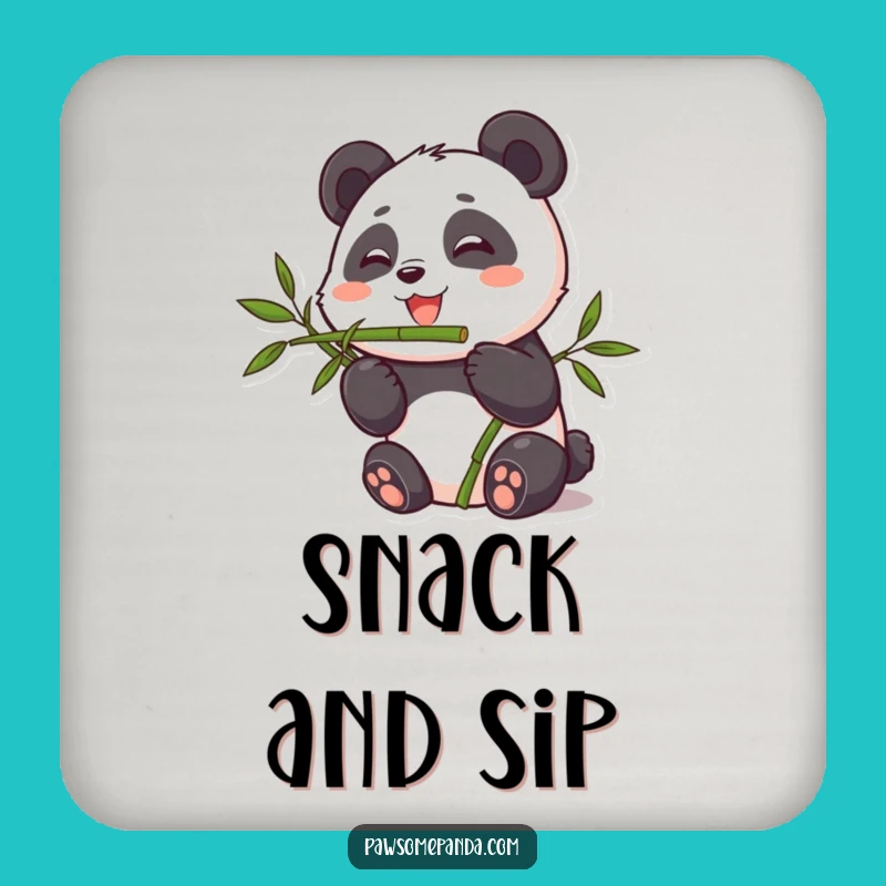 Funny Cute Panda Bamboo Munching Drink Coaster, Humorous Table Protector