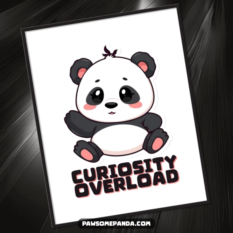 Funny poster art of a cute panda character with a curious head tilt, creating an engaging and thoughtful wall decoration.