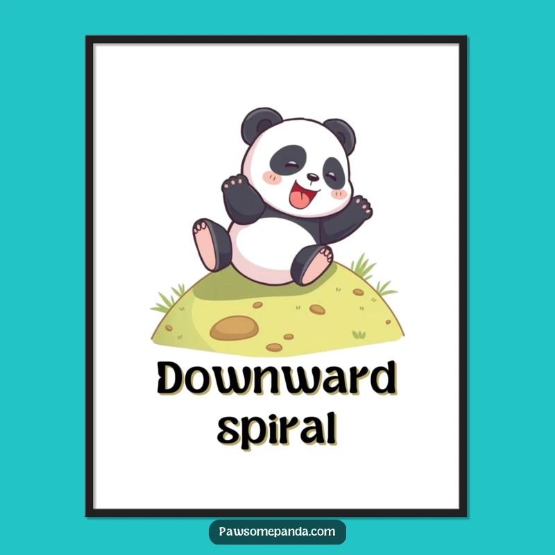 Funny Panda Rolling Hill Poster - Joyful Wall Art for Animal Lovers!