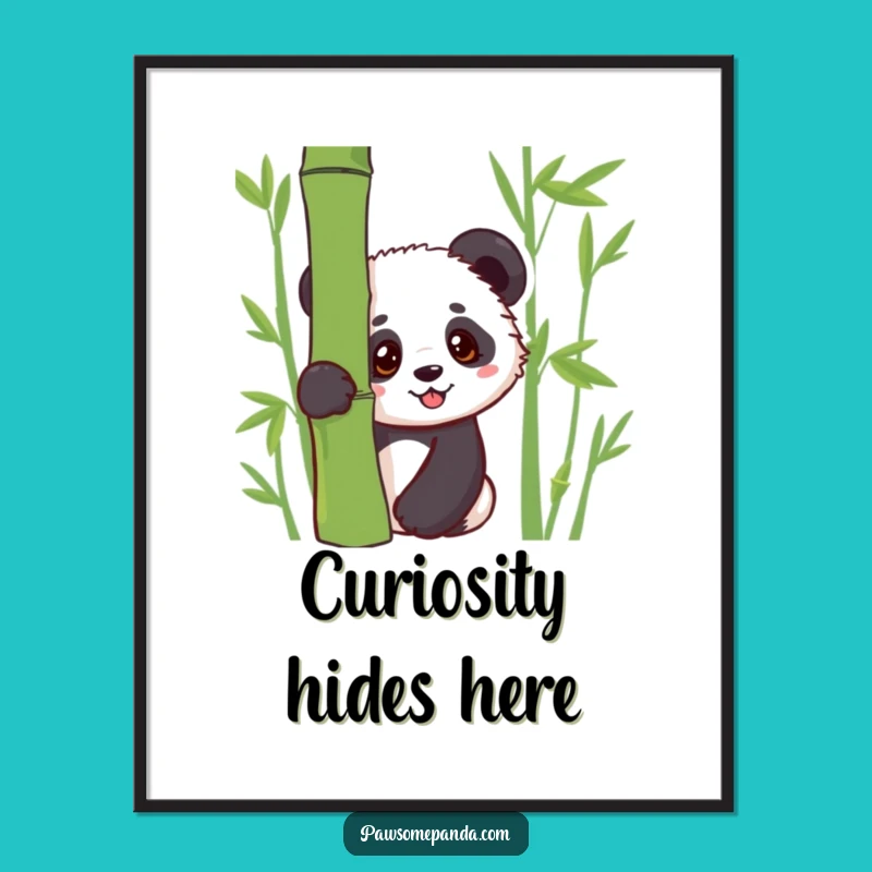 Funny Kawaii Panda Cub Peek Poster: Charming Panda Art, Delightful Funny Gift Decor