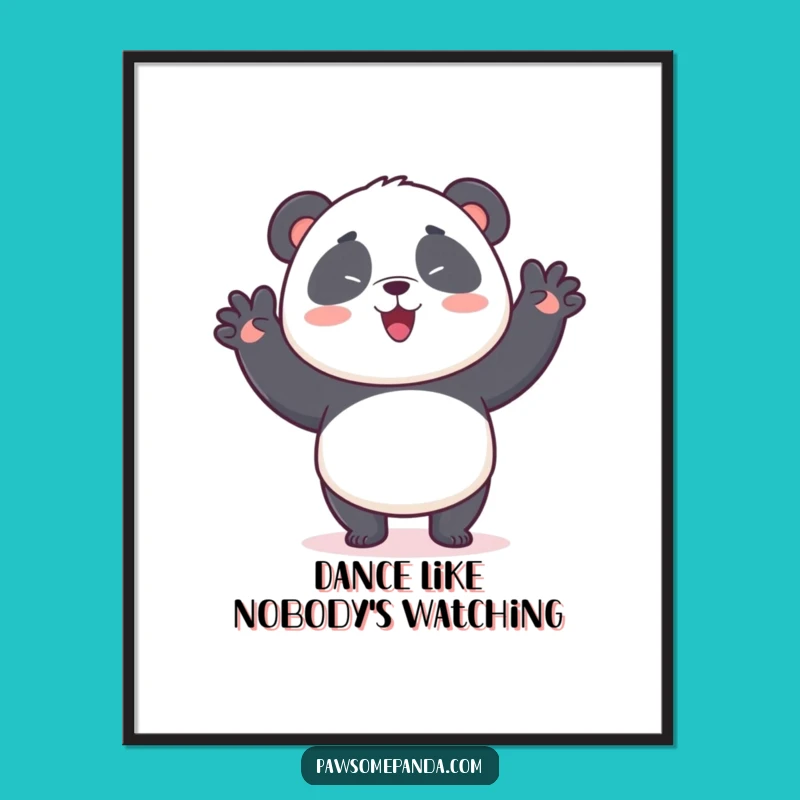 Funny Kawaii Panda Wiggle Dance Poster: Vibrant Panda Art, Delightful Funny Gift Decor