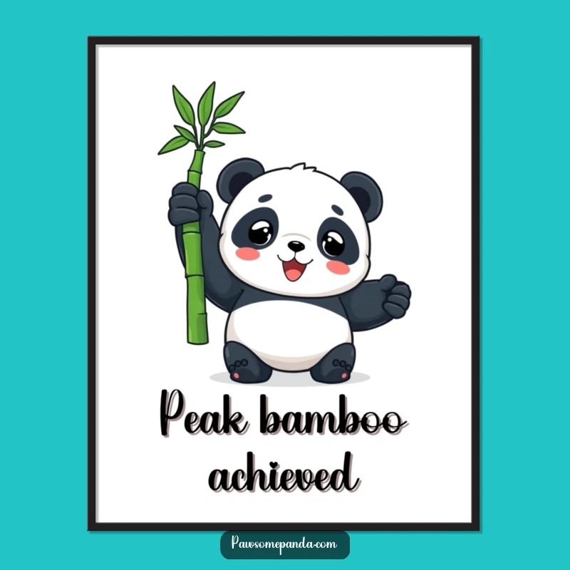 Funny Panda Bamboo Triumph Poster: Wall Art Decor, Hilarious Panda Gift
