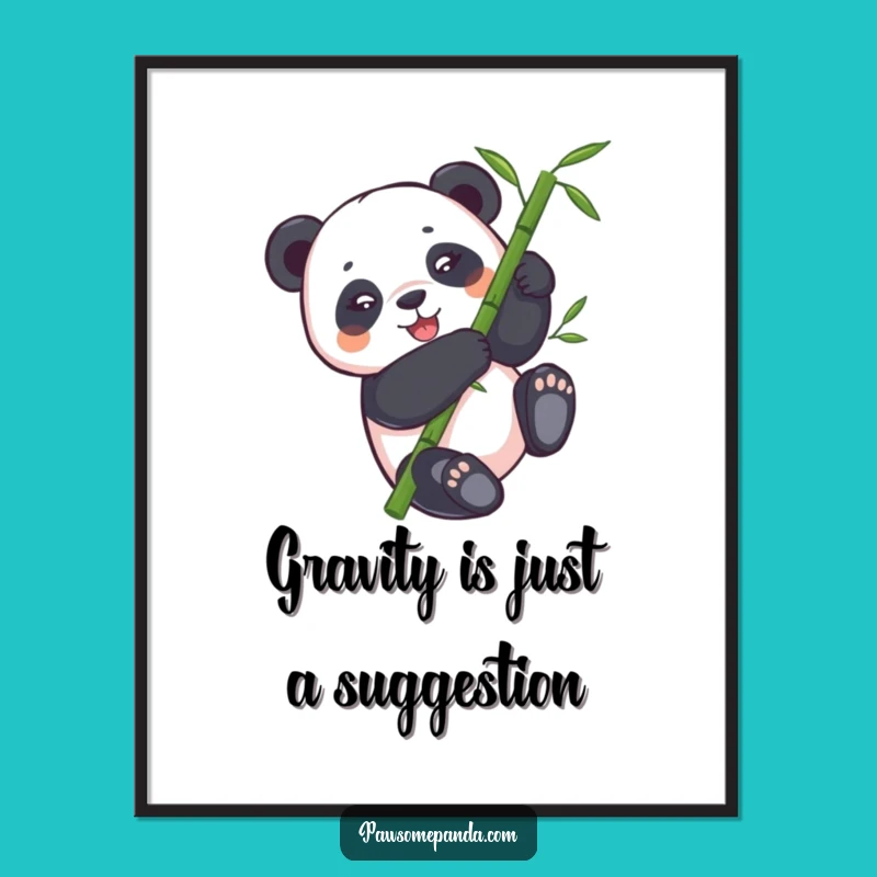 Funny Panda Bamboo Tumbling Poster - Whimsical Wall Art for Panda Lovers