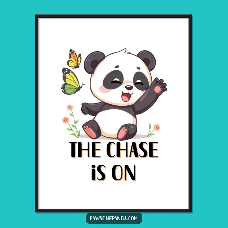 Funny Panda Butterfly Poster: Bring Playful Action and Smiles to Your Walls
