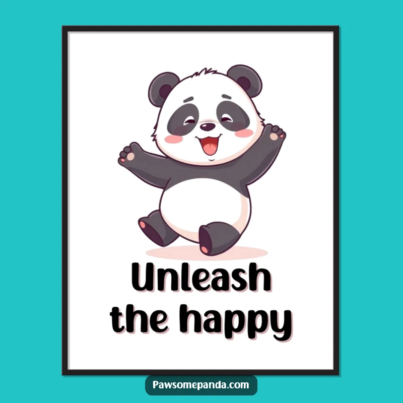 Funny Panda Dance Poster: Clumsy Happy Celebration Wall Art Gift